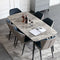 7 PC Dining Table Set | White Marble Finish Table with 6 Grey or Beige Chairs | Modern Dining Set