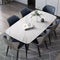 7 PC Dining Table Set | White Marble Finish Table with 6 Beige Chairs | Modern Dining Set