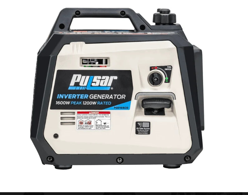 Pulsar PGD16iSCO 1600W Portable Inverter Generator – 1200W Rated, CO Sentry Sensor, Ultra-Light 24 lb