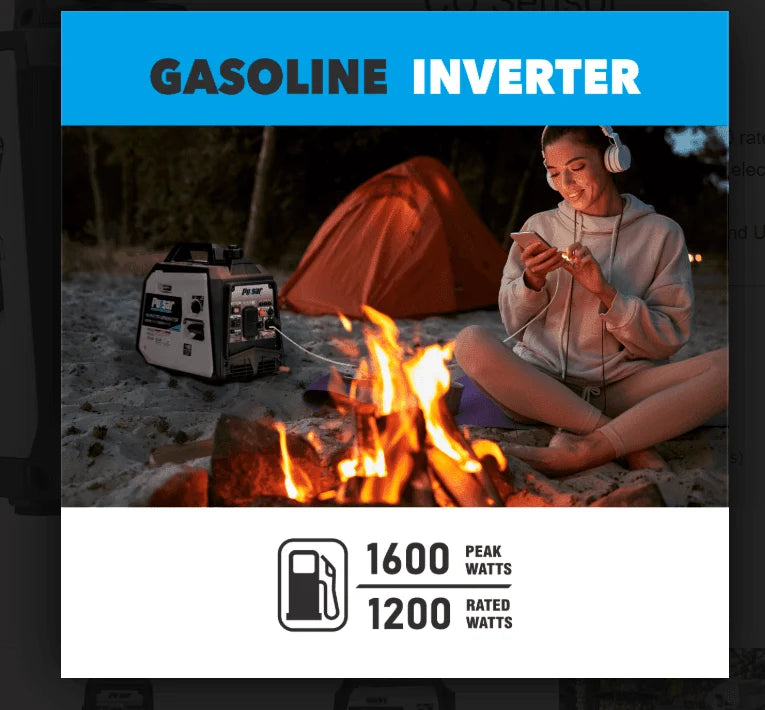 Pulsar PGD16iSCO 1600W Portable Inverter Generator – 1200W Rated, CO Sentry Sensor, Ultra-Light 24 lb
