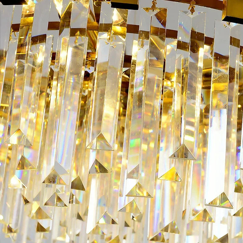 Modern Luxury Gold & Black Crystal Chandelier - LED Pendant & Ceiling Light for Living Room, Hotel, Hall