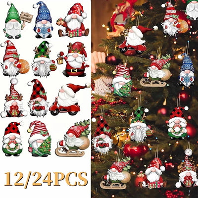 New Wooden Christmas Gnome Hanging Ornaments Christmas Tree Decorative Santa Elf Hanging Crafts Xmas Decorations Party Supplies 