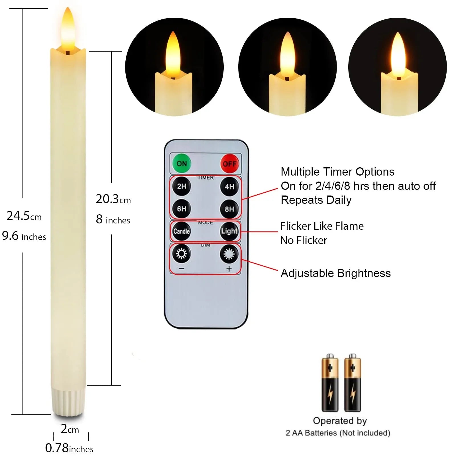 Flameless Flickering Led Candle Warm White 3D Wick Long Candles Light With Remote Control Halloween Christmas Home Wedding Decor