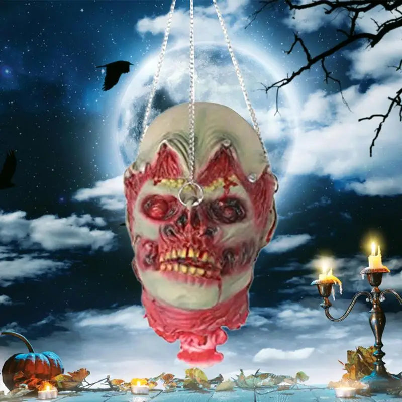 Severed Head Halloween Props Realistic Latex Scary Ghost Head Hanging Ornaments Bloody Zombie Decor Haunted House Party Supplies