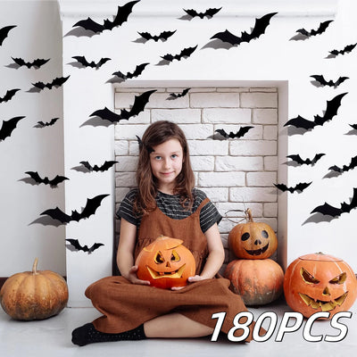 Halloween 3D Bat Decoration Plastic Bat Wall Stickers Furniture Window Yard Sign Decoration Outdoor Lawn Spooky Party Decoration 