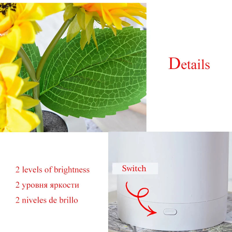 Artificial Sunflower LED Table Lamp – USB Rechargeable, Creative Desktop Decor Lamp, Bedroom Night Light, Gift for Kids and Girlfriend 