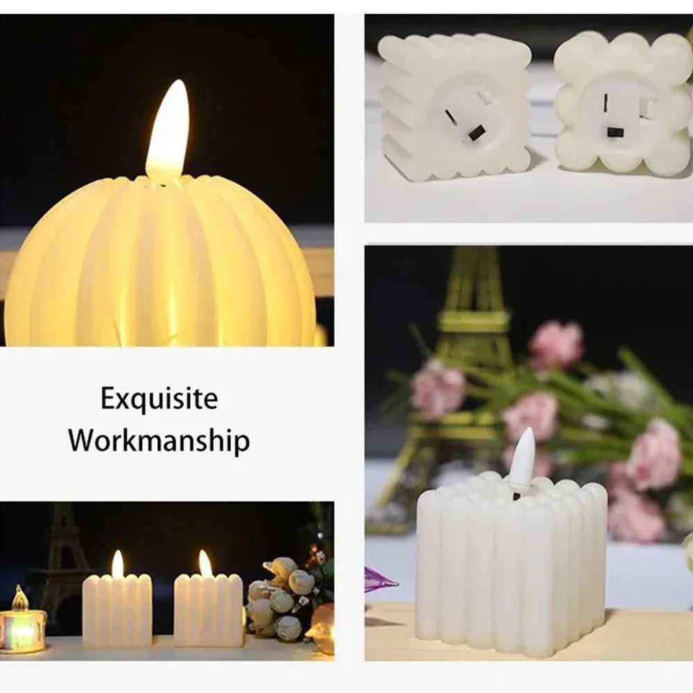 Led Electronic Candle With Battery flameless Flicker Magic Cube Art Tealight Birthday Christmas Birthday Home Decoration Candles