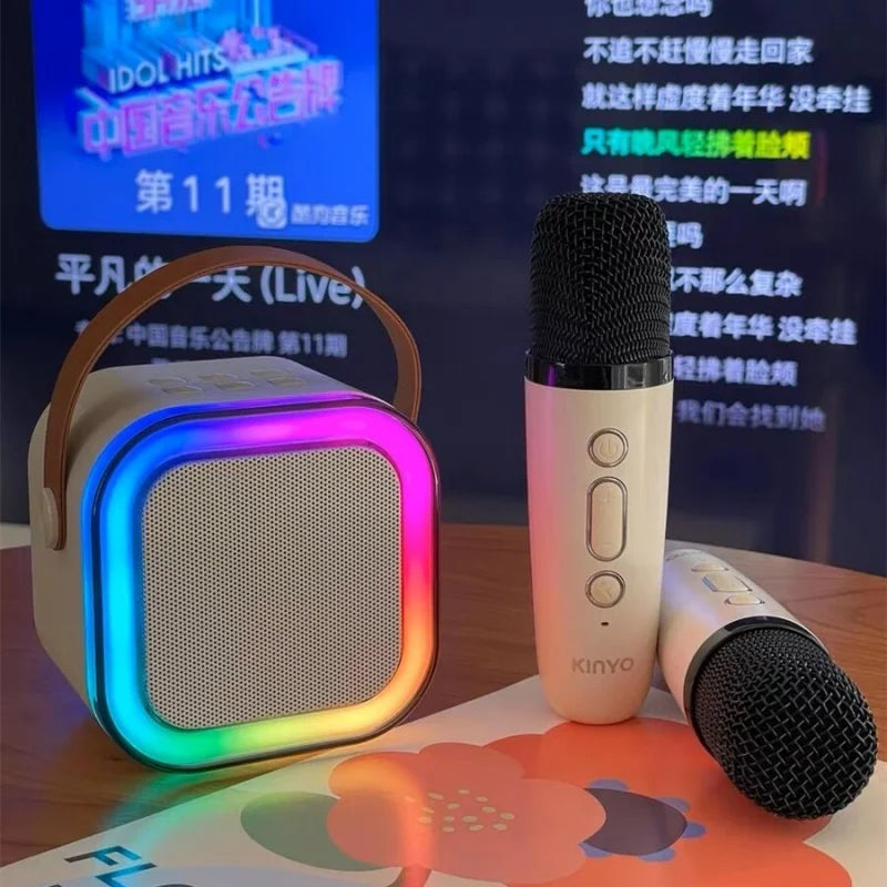 K12 Portable Karaoke Machine - Bluetooth 5.3 PA Speaker System with 1-2 Wireless Microphones, Ideal for Home, Family Singing, and Kids' Xmas Gifts 