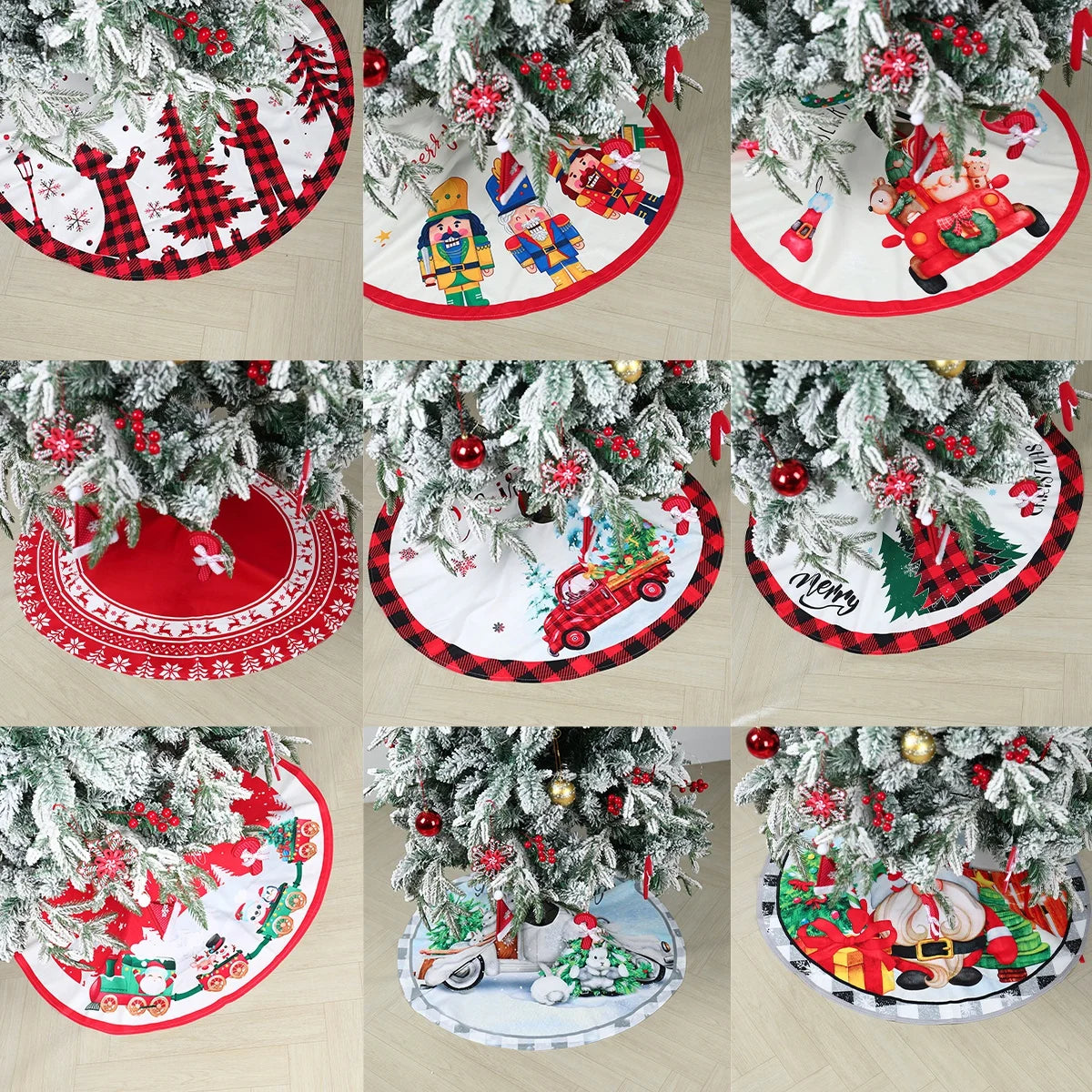 90cm Christmas Tree Skirt Snowflake Mat for Home Decor Christmas Tree Decoration Navidad 2023 Noel Apron Ornament New Year Decor