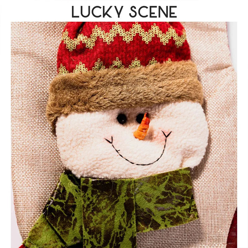 Large Size Christmas Stockings Candy Bag Pendant Large Stockings Christmas Decoration Gift Bag Snowman S01487