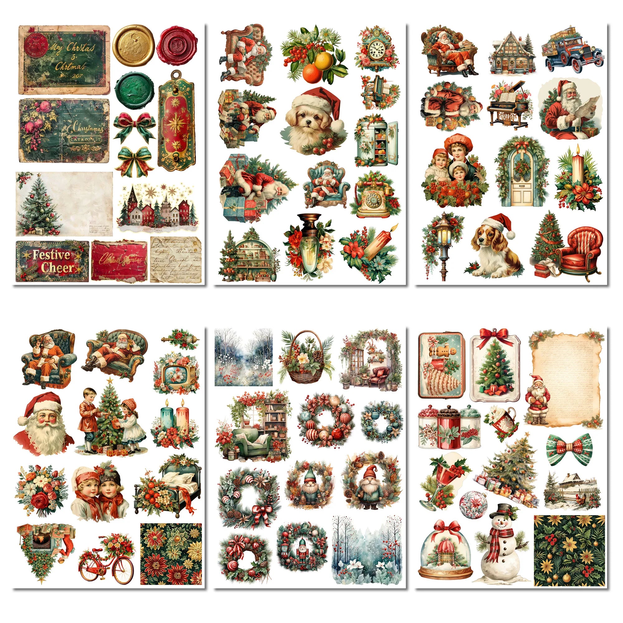 16sheets(202patterns) Non Self-adhesive A4 Large Size Cutting DIY Christmas Decorative Paper for  Scrapbooking Supplies, Journal