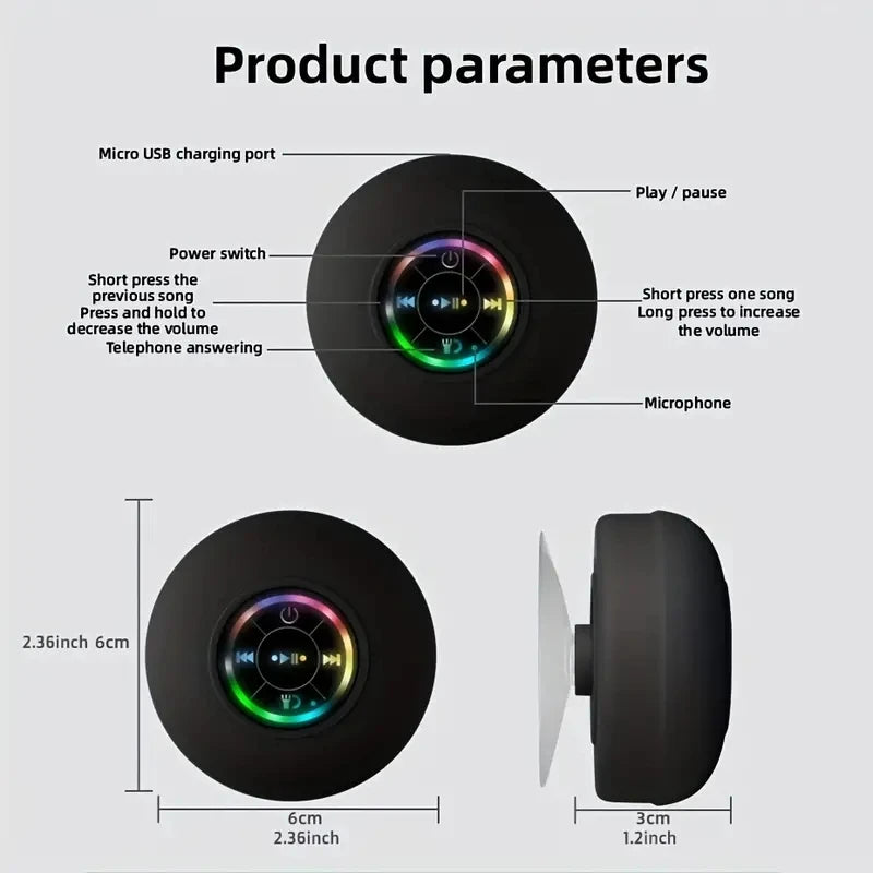 Bluetooth Portable Waterproof Speaker – Compact Bathroom Speaker with Suction Cup 
