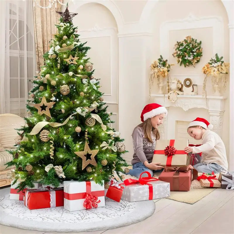 1pc Xmas Party White Home Plush Christmas Tree Ornament Tree Skirt Christmas Tree Decoration Christmas Tree Mat for Under Tree