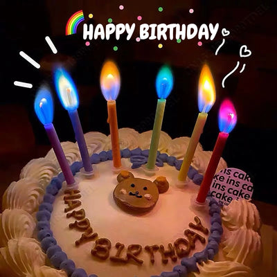 5-12PCS Multicolour Flame Candles Colorful Wedding Party Birthday Cake Candles Decoration Party Supplies 