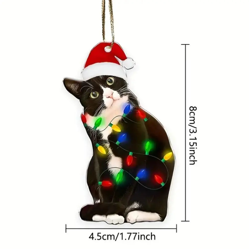 Funny Creative Christmas Acrylic Black Cat Pendant Delicate Fashion Xmas Tree Decorations Durable Hangable Ornaments Kids Gift