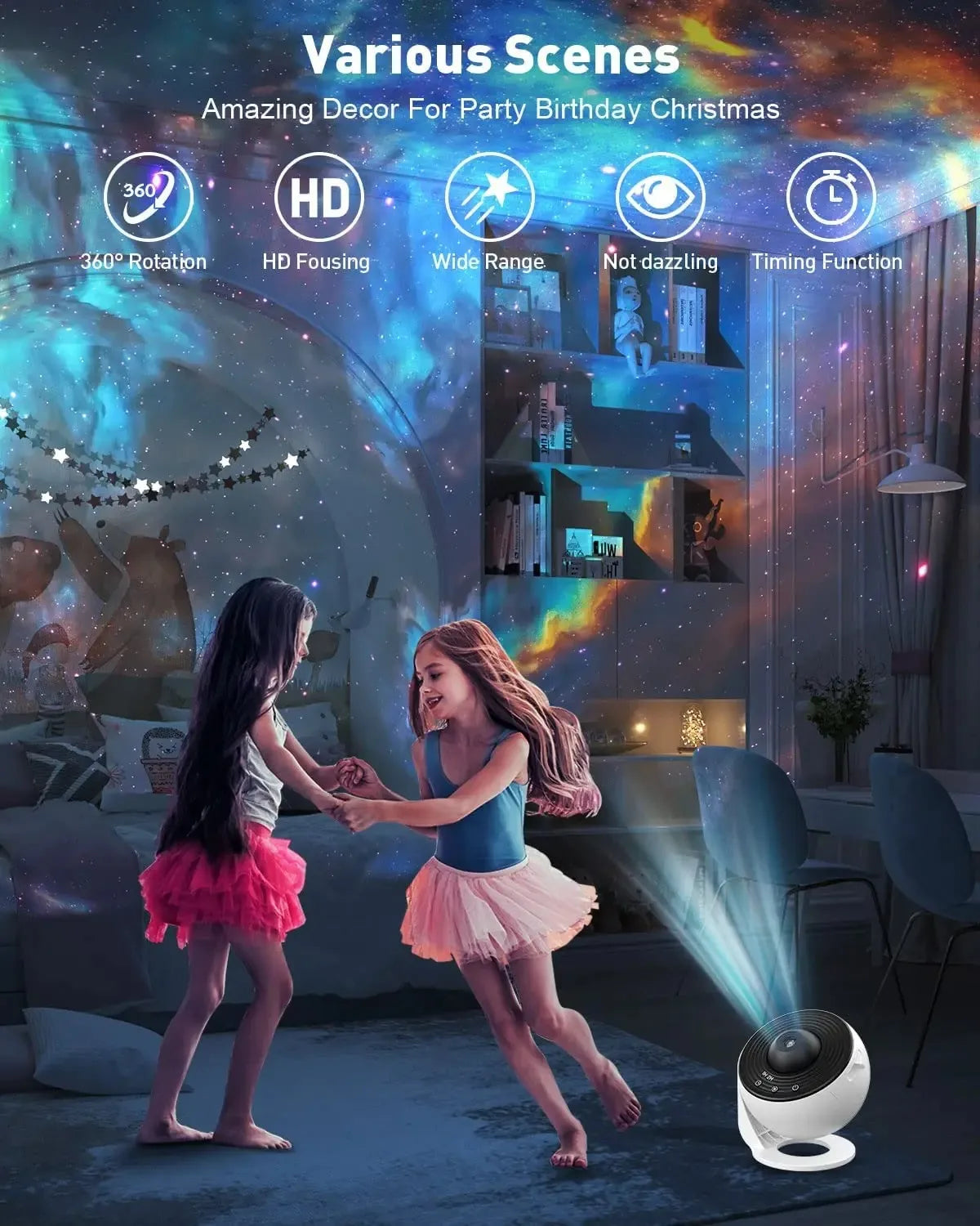13-in-1 Star Projector Night Light – Galaxy Projector with 360° Rotation for Starry Sky Bedroom Decoration 