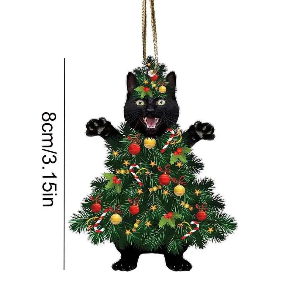 Funny Creative Christmas Acrylic Black Cat Pendant Delicate Fashion Xmas Tree Decorations Durable Hangable Ornaments Kids Gift