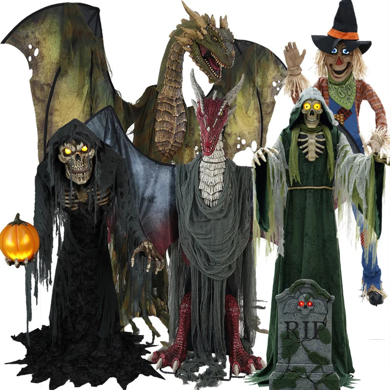 Halloween haunted house large decorative props electric machinery dinosaur zombie ghost witch secret room nightclub decorations