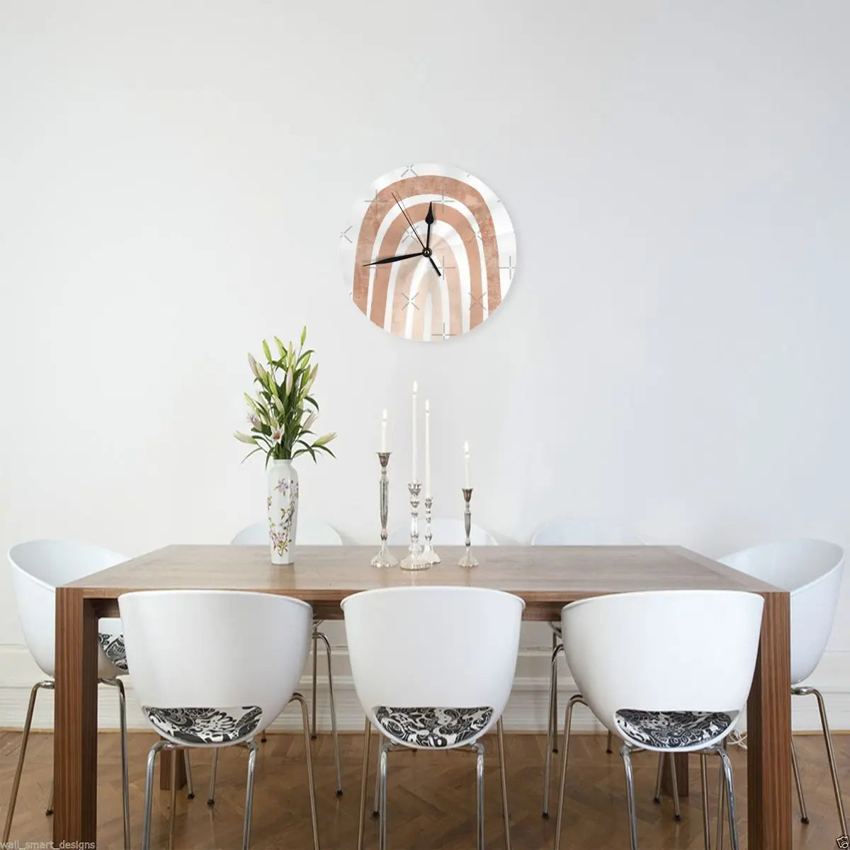 Neutral Boho Rainbow Wall Clock Room Decoration Clock Must-have Ornament Round 