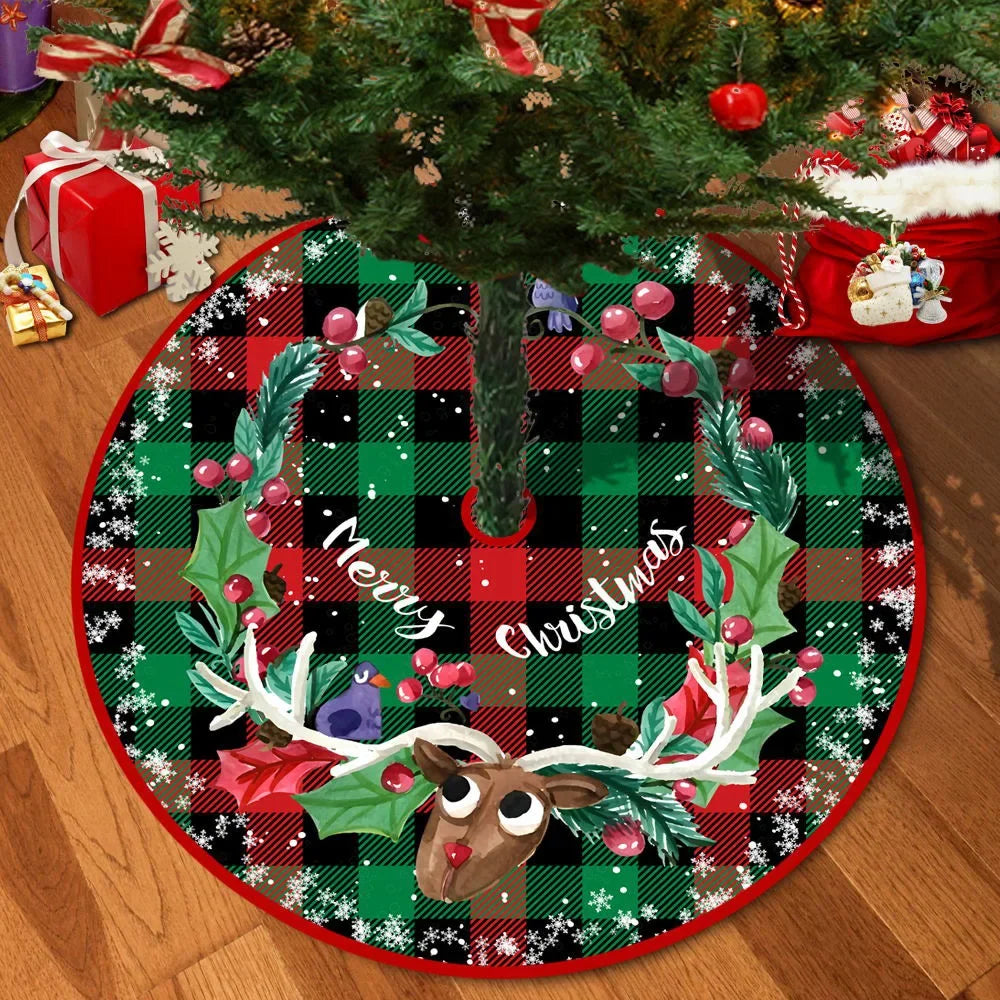 72/92/122Cm Christmas Tree Skirt Red Christmas Tree Foot Cover Santa Claus Snowflake Christmas Tree Carpet Base Mat Decorations 