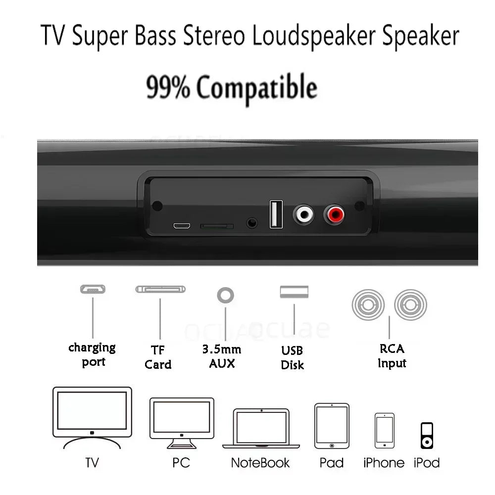 Portable Super Powerful Sound Bar - Wireless Bluetooth Speaker with Surround Stereo, Subwoofer, FM Radio 