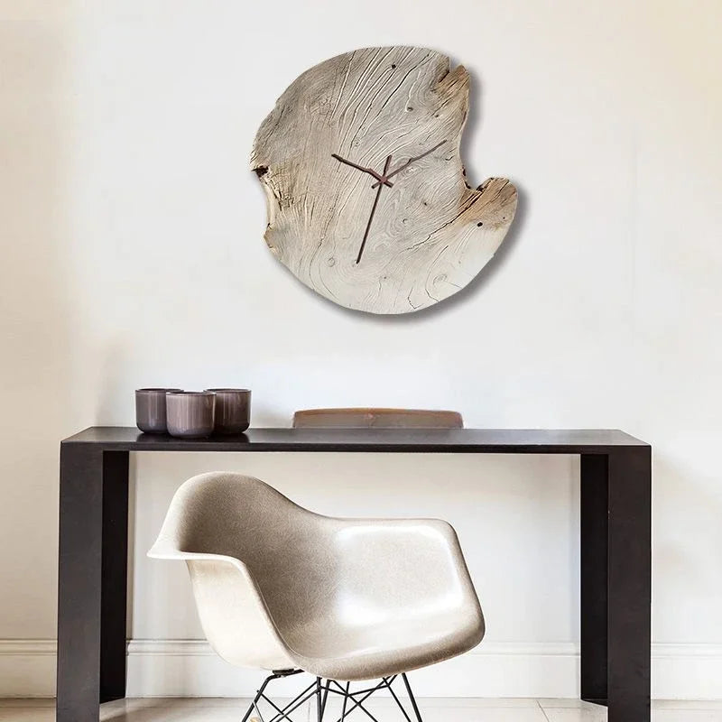 Abstract Painting Irregular Minimalist Wood Wall Clock Living Room Decoration Creative Simple Restaurant Clock 30cm/40cm 