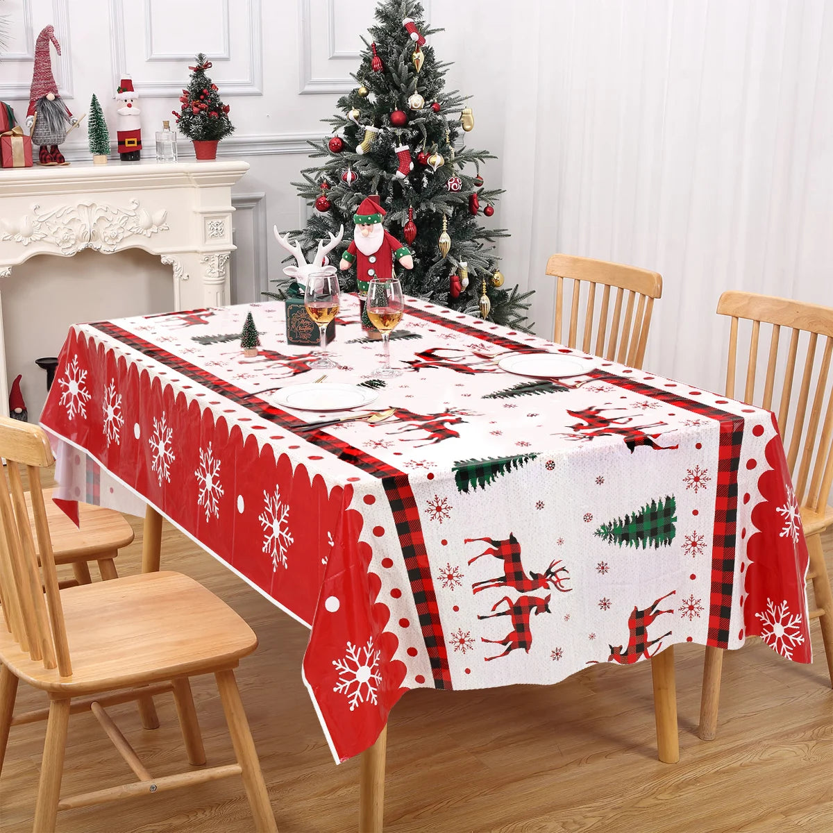 Christmas Tablecloth Merry Christmas Decorations For Home 2023 Xmas Table Flag Cover Navidad Noel Table cloth New year 2024 Gift