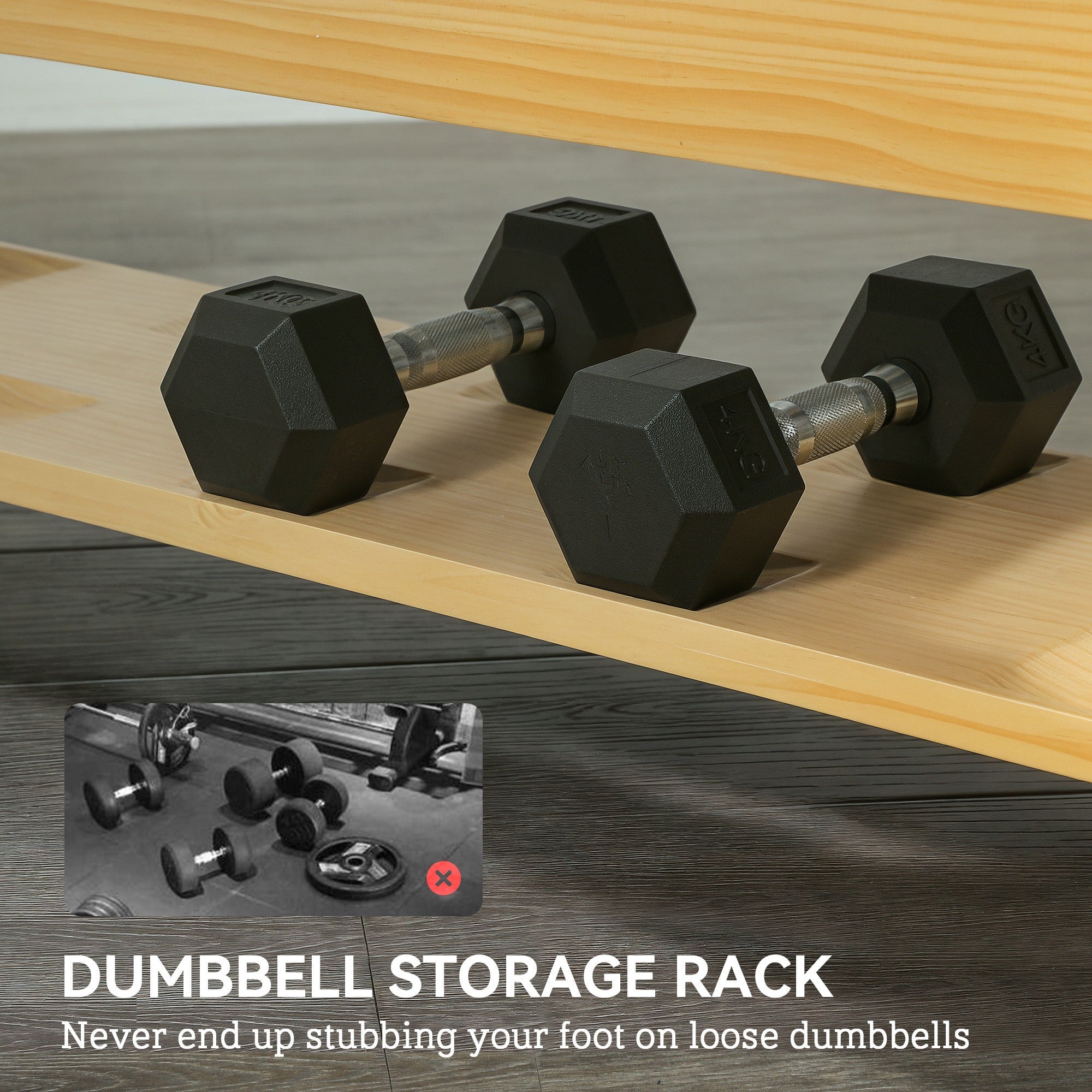Soozier Wooden Adjustable Weight Bench with Dumbbell Storage Rack, Flat or Incline Workout Bench for Weight Lifting, Black 