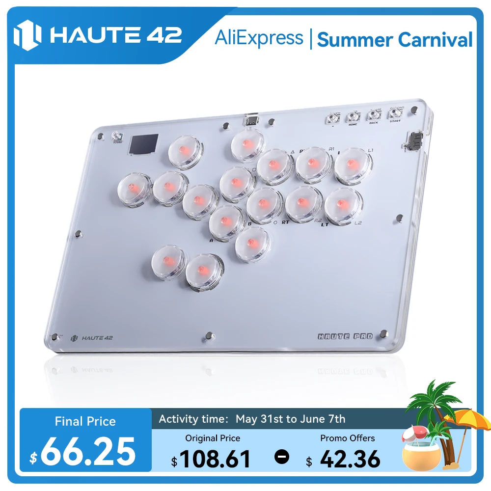 Haute42 Joystick Hitbox Arcade Stick Controller - Compatible with PS 4& PS3 & Switch & Steam & PC