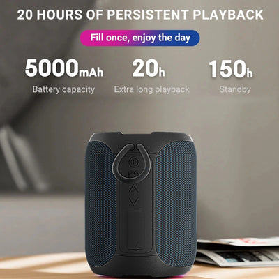 40W Portable Bluetooth Speaker – 360-Degree Stereo Subwoofer, IPX7 Waterproof, with Lighting, TF Card Support, TWS Wireless 