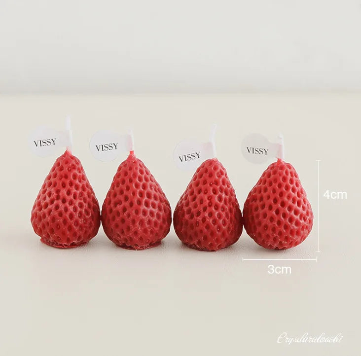 4pcs Soy Wax Aromatherapy Strawberry Candle Birthday Souvenir Girl Christmas Gift