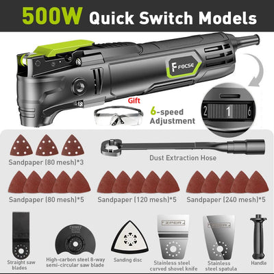 500W Electric Multifunction Oscillating Tool â€“ Variable Speed Trimmer & Saw with Accessories, Home Decoration & RenovationÂ 