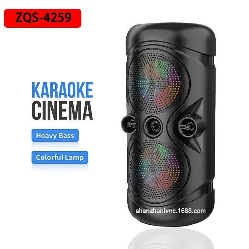 ZQS-4259 Portable Wireless Bluetooth Speaker – High Quality Outdoor Bass Speaker with LED Light, Radio, USB, TF Card, & MIC