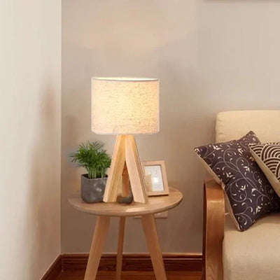 Japanese E27 Style LED Table Lamp - Nordic Bedroom Bedside Lamp with Cloth Lampshade for Study, Children's Room, Dining Room 