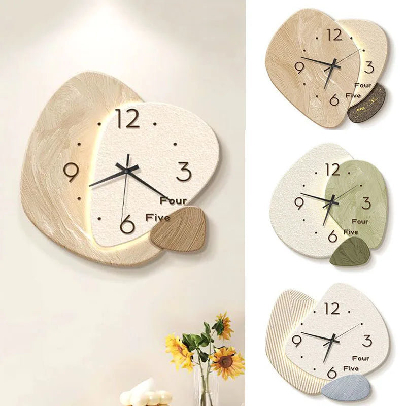 Cream Style Creative Living Room Clock Wall Hanging Clock Decoration Clock Hanging Wall 