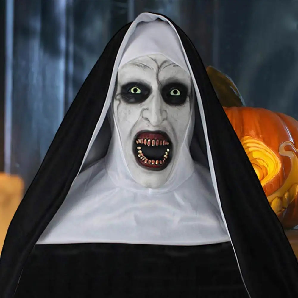 1 Set Halloween Headgear Scary Nun Emulsion Headgear Halloween Thriller Cosplay Costume for Party Home