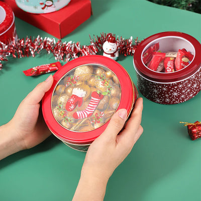 4pcs Christmas Metal Tin Jars Coffee Tea Spice Candy Jewelry Storage Case Candle Making Containers Decorations Boxes 