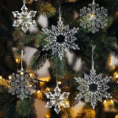 3Pcs Christmas Acrylic Snowflake Ornaments Transparent Xmas Tree Hanging Pendant Christmas Decorations for Home New Year 2024 
