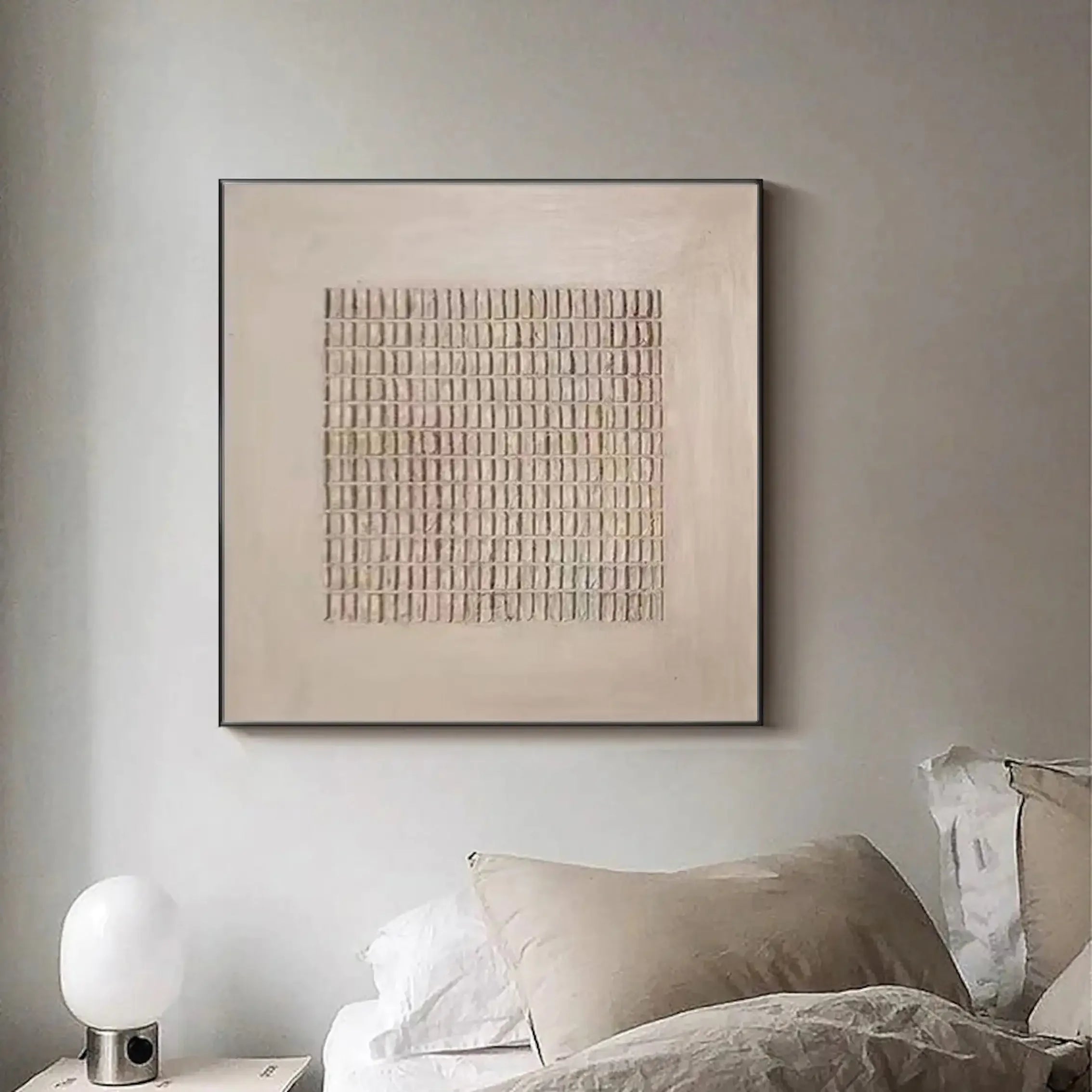 Large Beige 3D Minimalist Painting - Textured Neutral Wall Art, Wabi Sabi Style, Boho Beige Plaster Artwork 