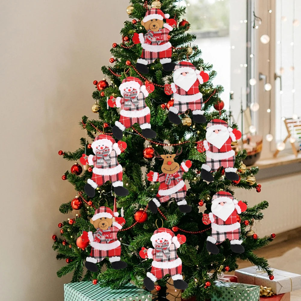 12/1Pcs Christmas Plush Doll Ornaments Santa Claus Snowman Xmas Tree Hanging Pendants Home Xmas New Year Party Decorations Gifts