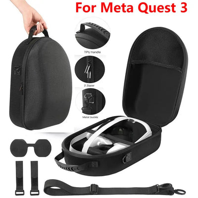 For Meta Quest 3 VR Glasses Storage Bag EVA Hard Shell Travel Carrying Case With Shoulder Strap for Meta Quest 3 VR Accessories 