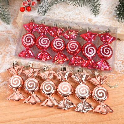 6pcs/box Christmas Candy Pendant Xmas Tree Hanging Ornaments Christmas Decorations For Home 2023 Navidad Noel New Year Kids Gift 