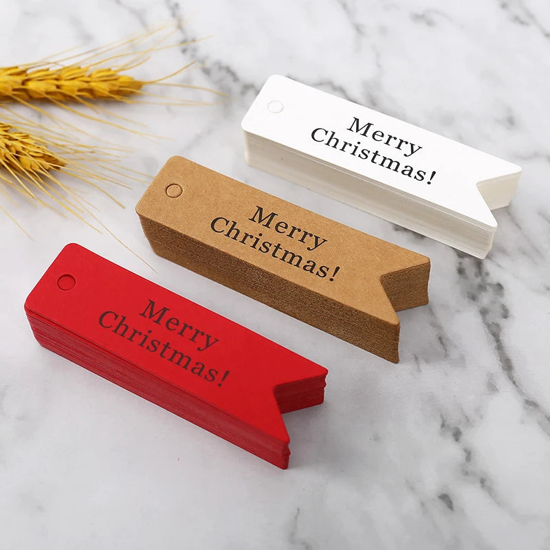 100Pcs/Set Merry Christmas Tag Party Labels Kraft Paper Tags Gift Listing Card DIY Decoration Packaging Hang Card for Christmas 