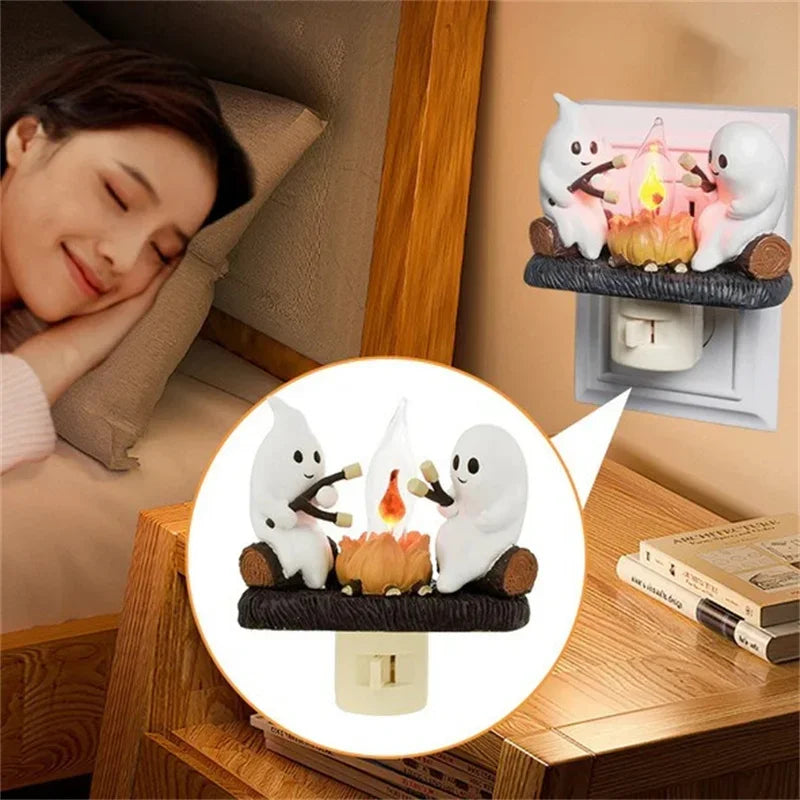 Spooky Bonfire Flicker Night Lights Halloween Spooky Night Lights LED Flame Lights Funny Halloween Gifts Halloween Party Decor