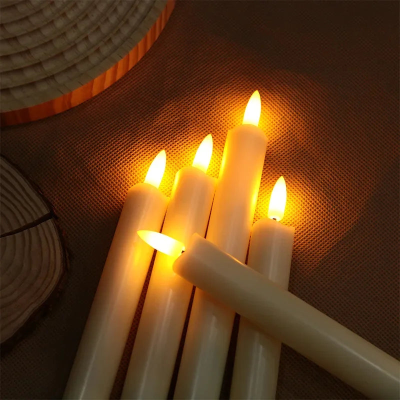 Flameless Flickering Led Candle Warm White 3D Wick Long Candles Light With Remote Control Halloween Christmas Home Wedding Decor