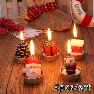 Handmade Christmas candles for home decoration, cartoon patterns, Santa Claus snowman, cute design 