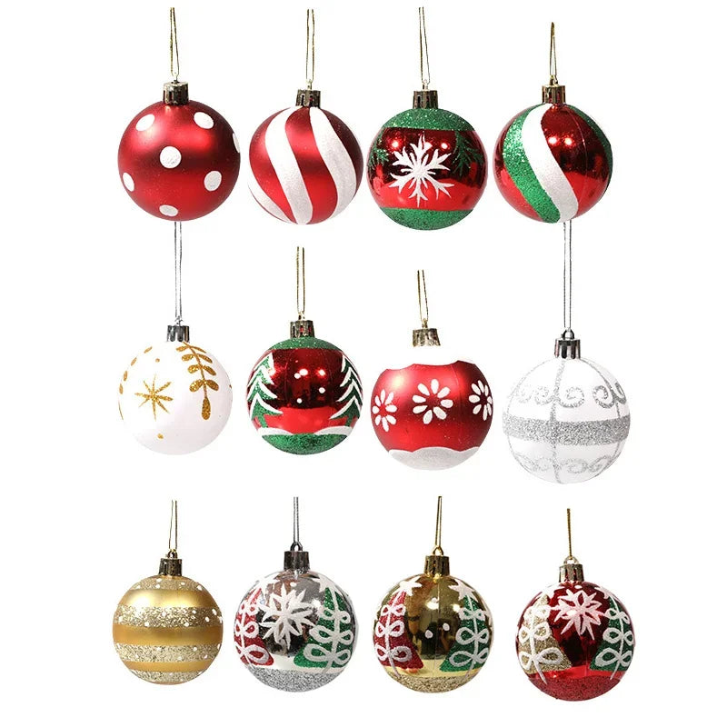 12/6pcs Christmas Balls Christmas Tree Ornament Xmas Party Hanging Ball New Year Gift Bright Ball Christmas Decoration Navidad 