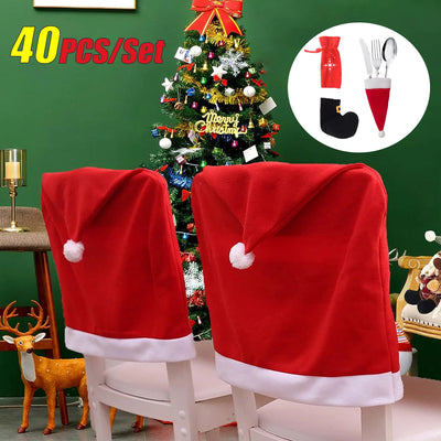 Christmas Chair Leg Covers Chair Dining Set Cover Restaurant Chair Decoration Christmas Hotel Tableware Decoration 