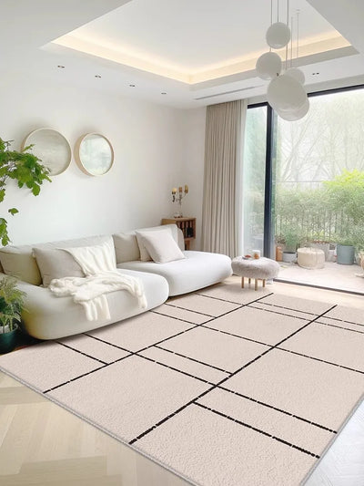White Black Striped Carpet Minimalist Luxury Living Room Carpets Modern Art Home Decoration Rug Comfortable Soft Bedroom Rugs 