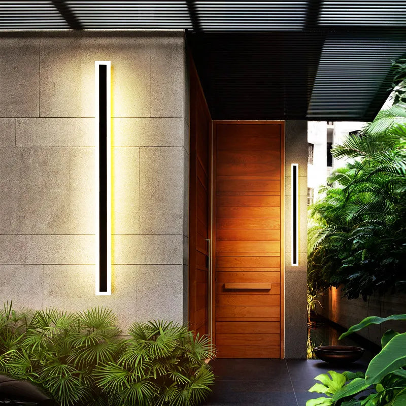 Modern Waterproof Outdoor Long Strip LED Wall Lamps - IP65 Aluminum Wall Light for Garden, Porch, Sconce, 110V & 220V